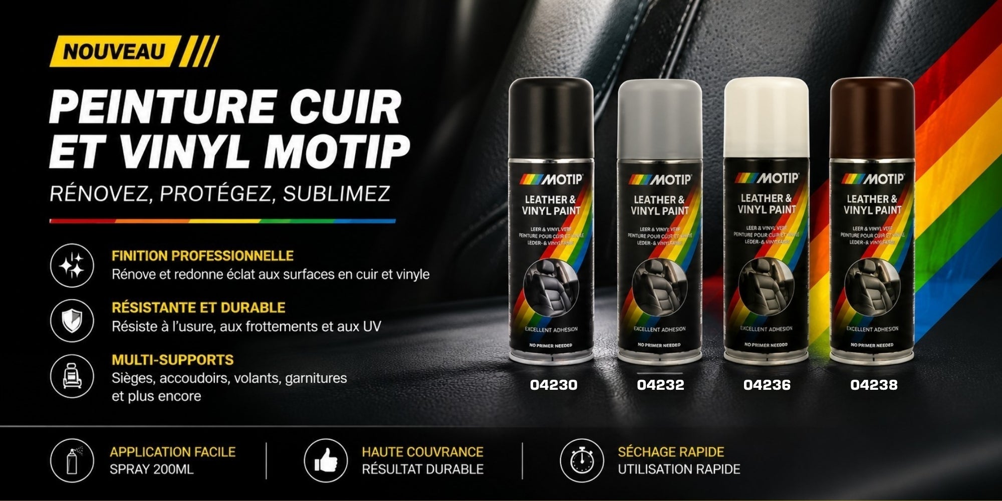 Peinture cuir et vinyle MOTIP 200 ml