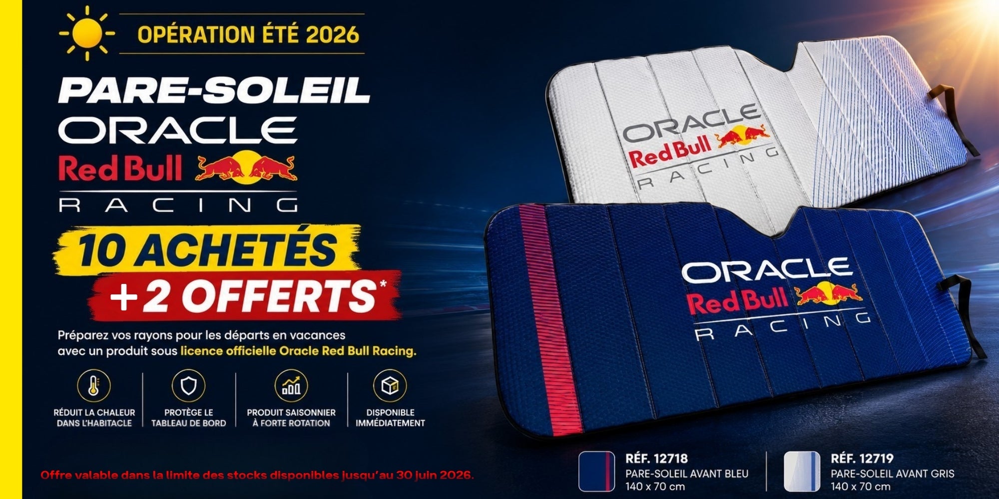 Pare-soleil Oracle Red Bull Racing – 10 achetés + 2 offerts
