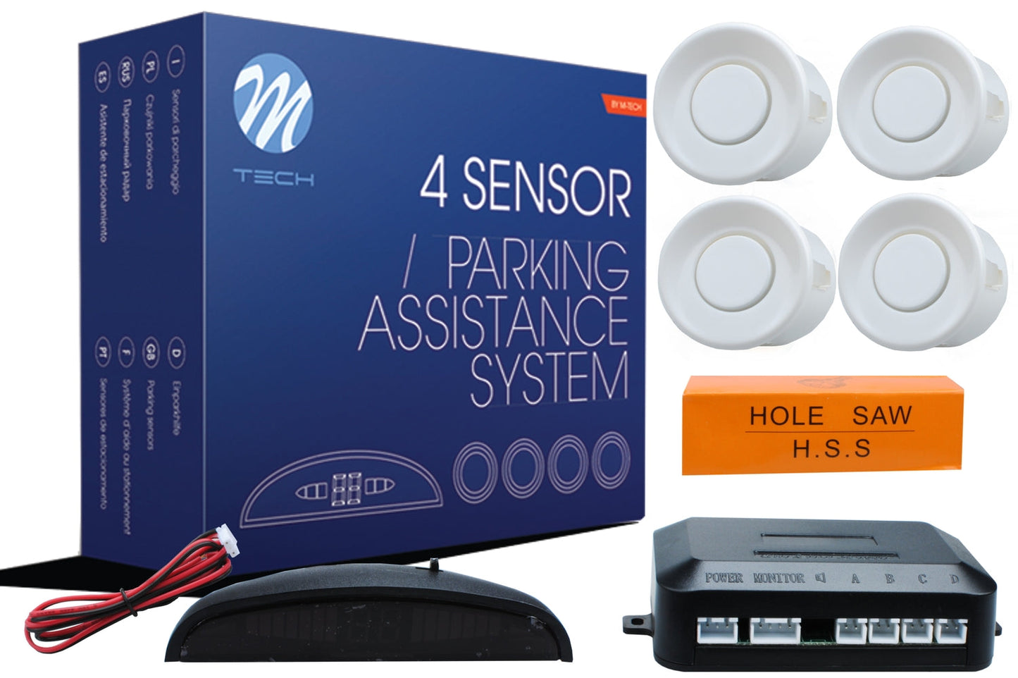 KIT RADAR DE RECUL 4 CAPTEURS BLANC