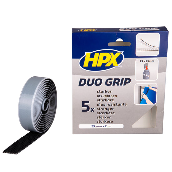 FIXATION DUO GRIP À CLIP RÉAJUSTABLE - NOIR 25MM X 2M HPX