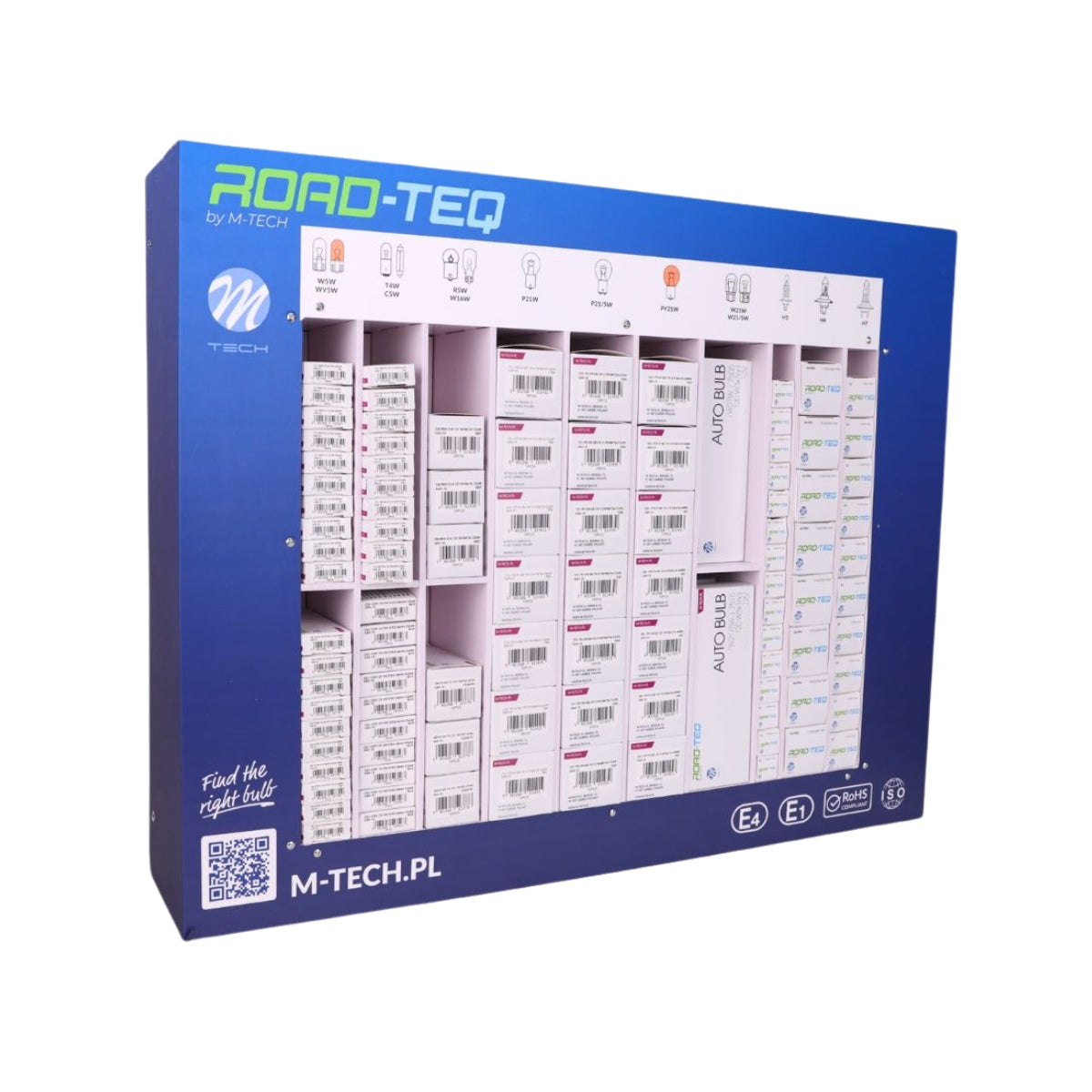 Présentoir mural M-TECH EKSPTZ14 avec assortiment de 763 ampoules 12 V