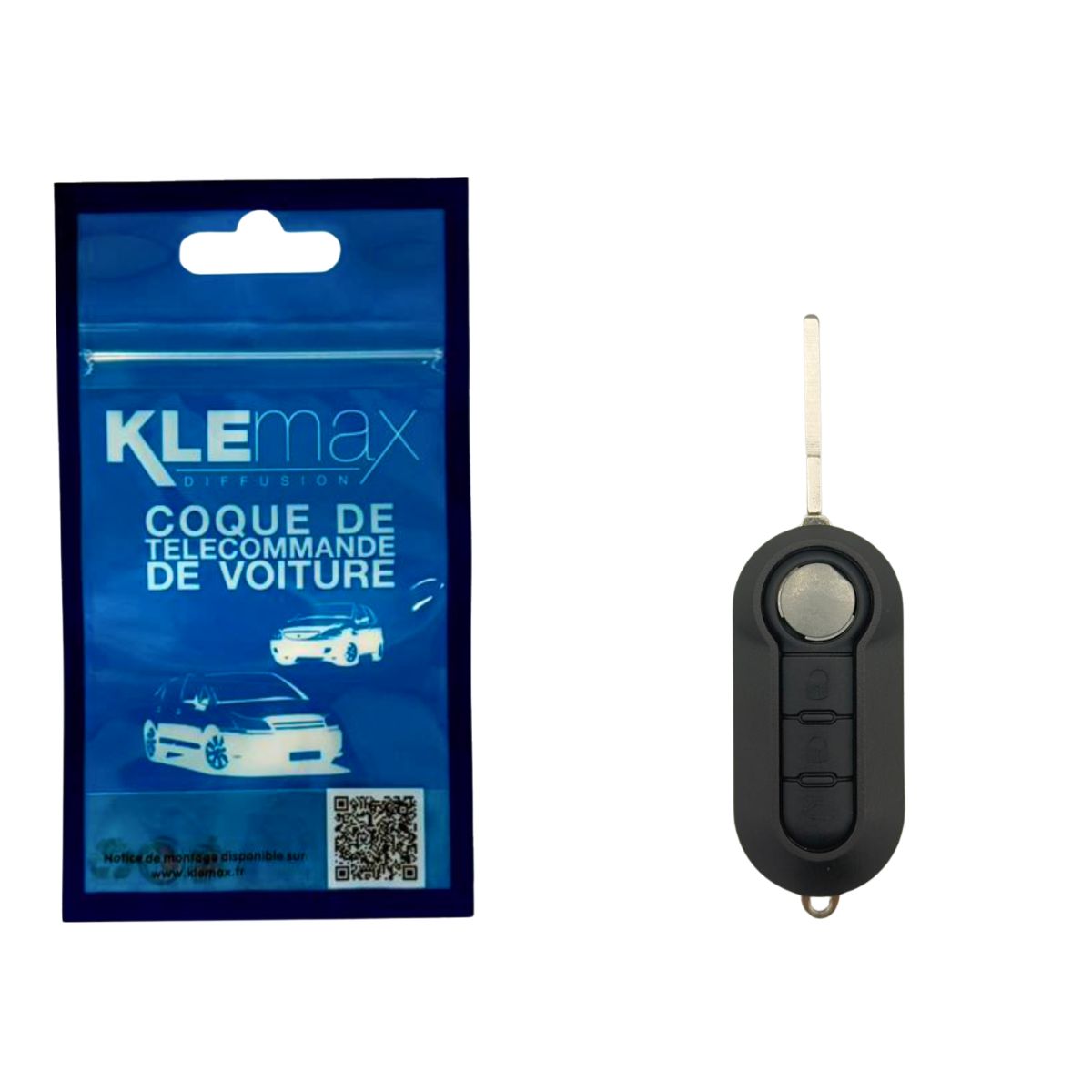 COQUE CLE ADAPTABLE FIAT 3 BOUTONS LAME FRAISEE RETRACTABLE 7MM