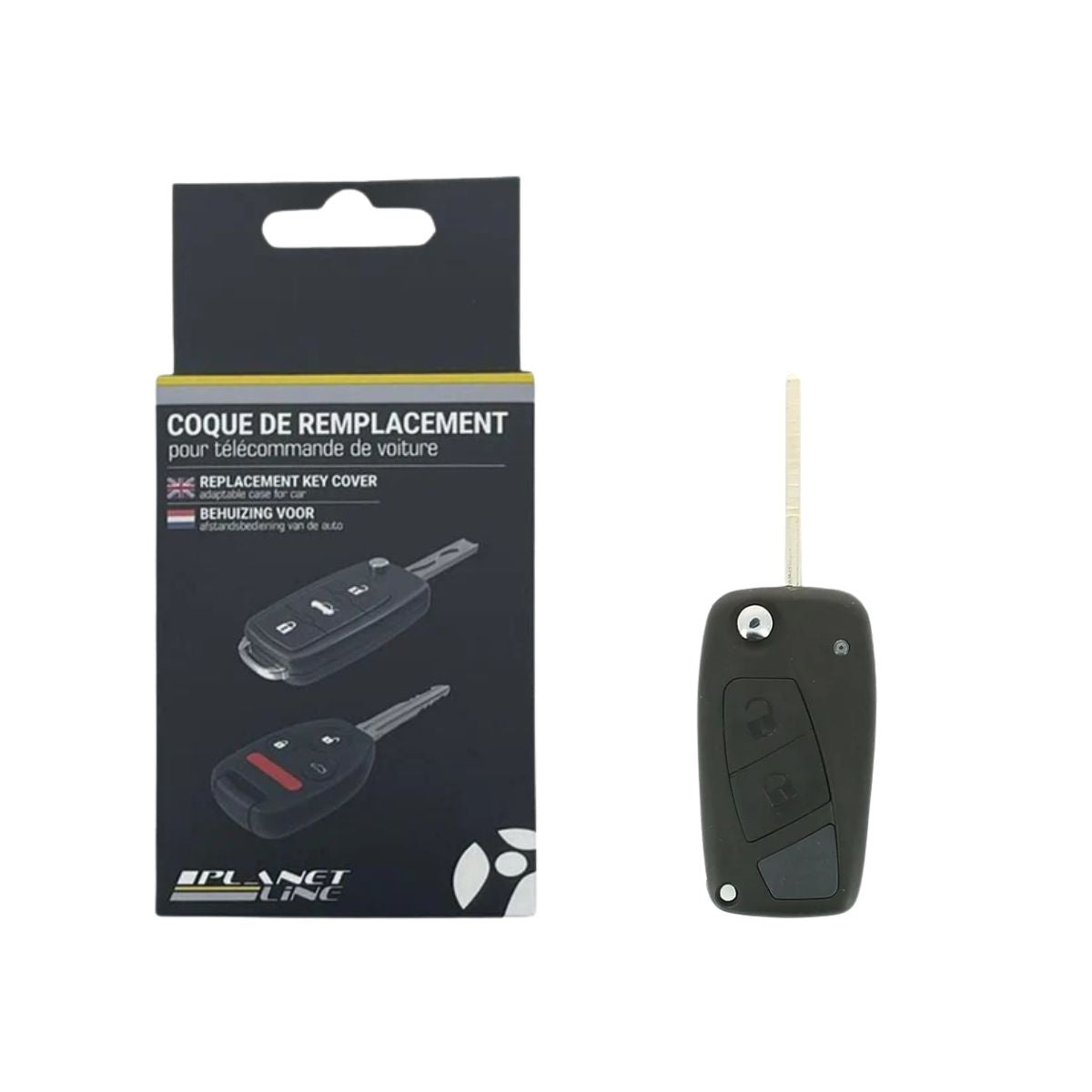 COQUE CLE ADAPTABLE POUR FIAT 3 BOUTONS LAME FRAISEE PILE DANS COQUE KEYSKAR