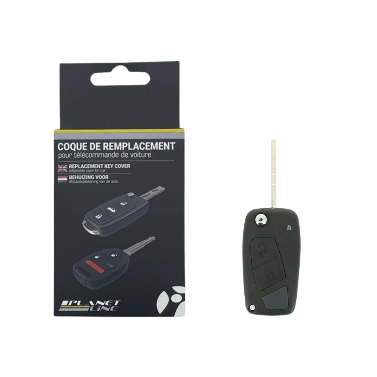 COQUE CLE ADAPTABLE POUR FIAT 3 BOUTONS LAME FRAISEE (PILE SUR TIROIR) KEYSKAR