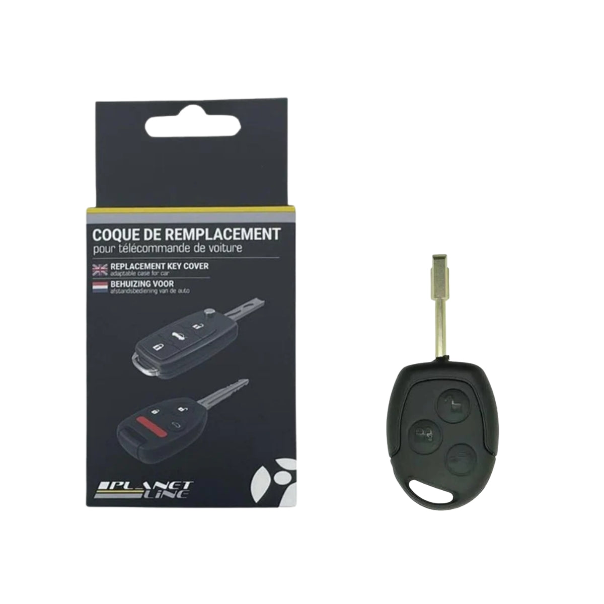 COQUE CLE ADAPTABLE POUR FORD 3 BOUTONS LAME TIBBE ET FRAISEE KEYSKAR