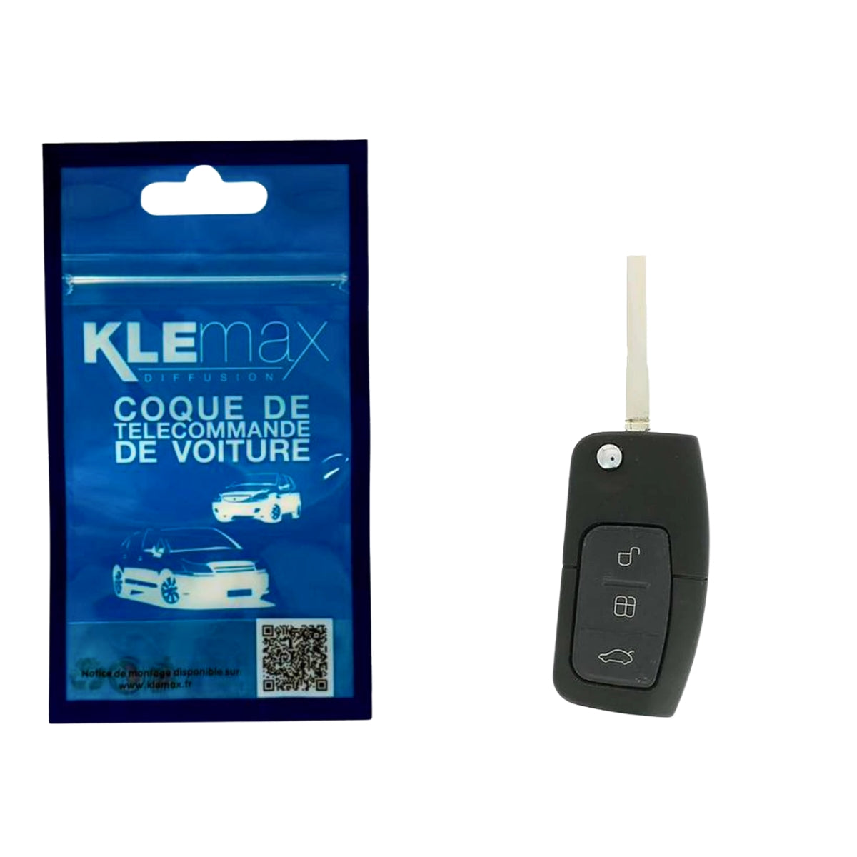 COQUE CLE ADAPTABLE FORD 3 BOUTONS LAME FRAISEE RETRACTABLE 5MM