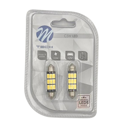 AMPOULES LED X 2 CANBUS - NAVETTE C5W 41MM 9XSMD5630 BLANC