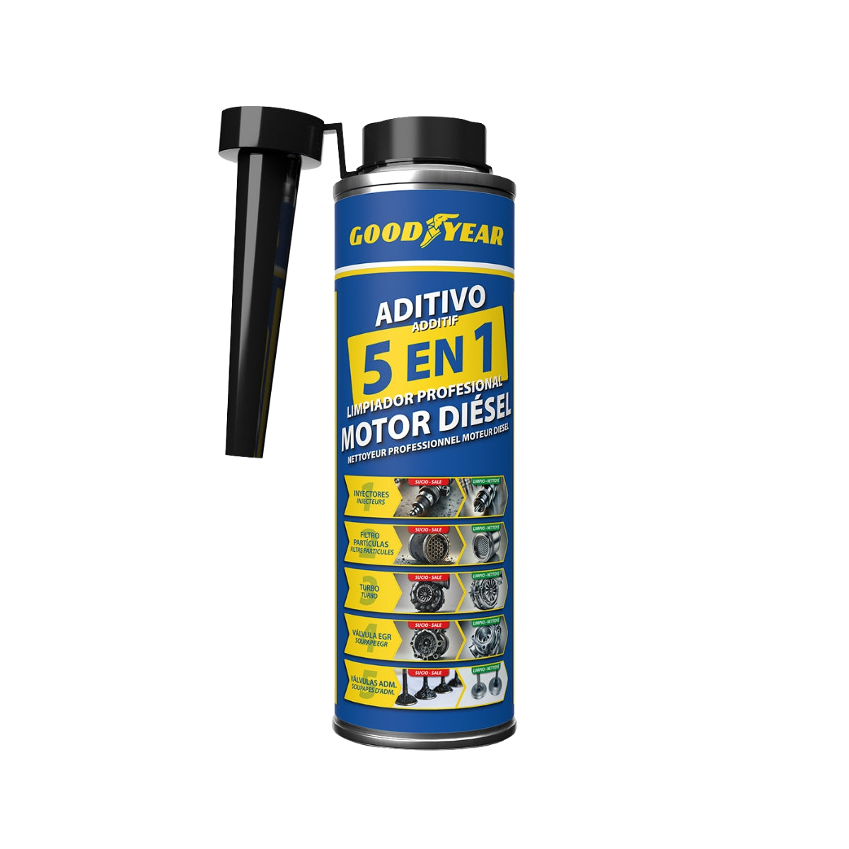 ADDITIF NETTOYANT MOTEUR DIESEL 5 EN 1 300ML GOODYEAR