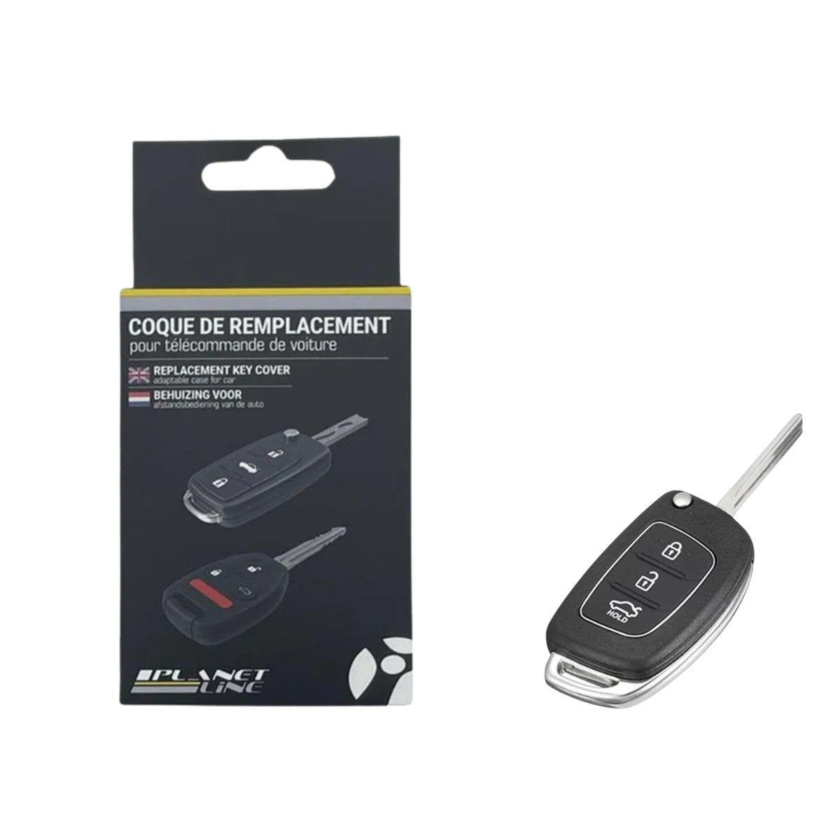 COQUE CLE ADAPTABLE POUR KIA HYUNDAI 3 BOUTONS LAME FRAISEE  KEYSKAR