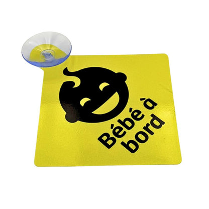 PANNEAU "BEBE A BORD" REFLECHISSANT AVEC VENTOUSE 125X125MM