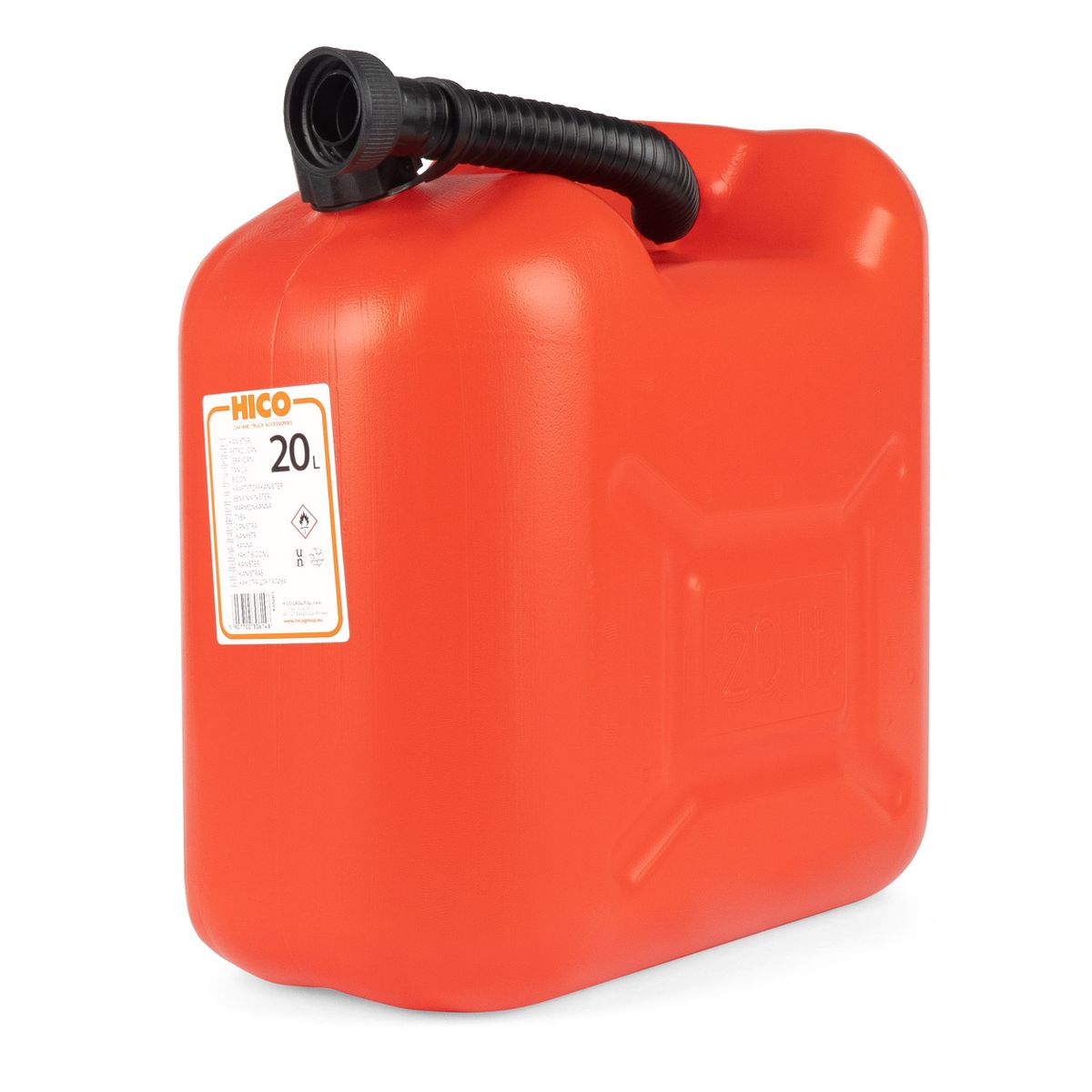 Jerrican carburant plastique rouge 20 L avec bec verseur AMIO J0614