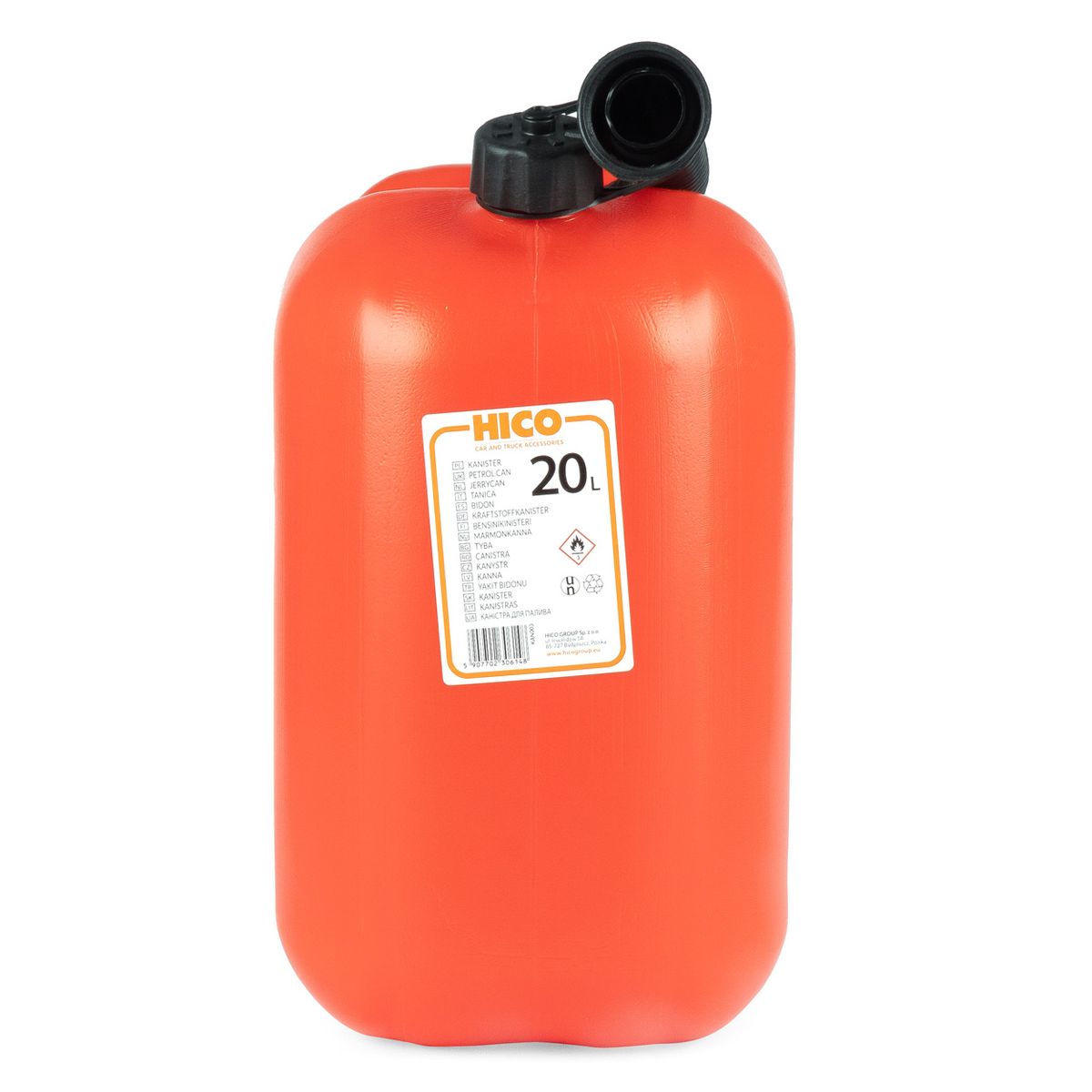 Jerrican carburant plastique rouge 20 L avec bec verseur AMIO J0614