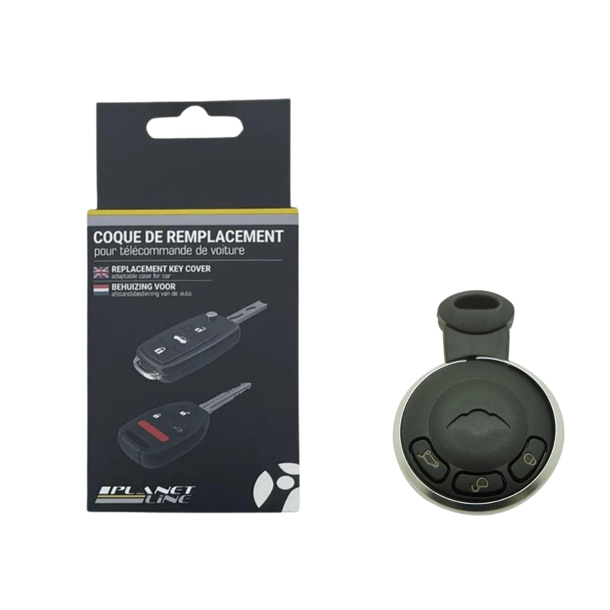 COQUE CLE ADAPTABLE POUR MINICOOPER 3 BOUTONS LAME FRAISEE DE SECOURS KEYSKAR