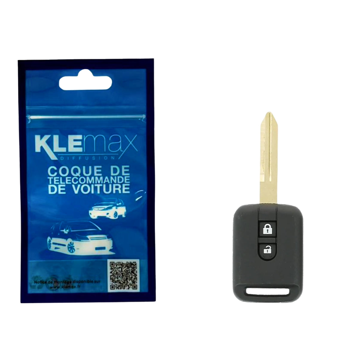 COQUE CLE ADAPTABLE NISSAN 2 BOUTONS LAME CRANTEE FIXE