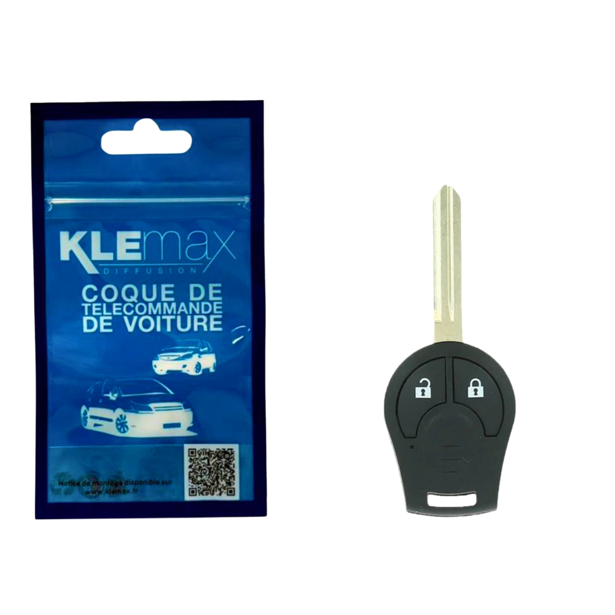 COQUE CLE ADAPTABLE NISSAN 2 BOUTONS LAME CRANTEE FIXE