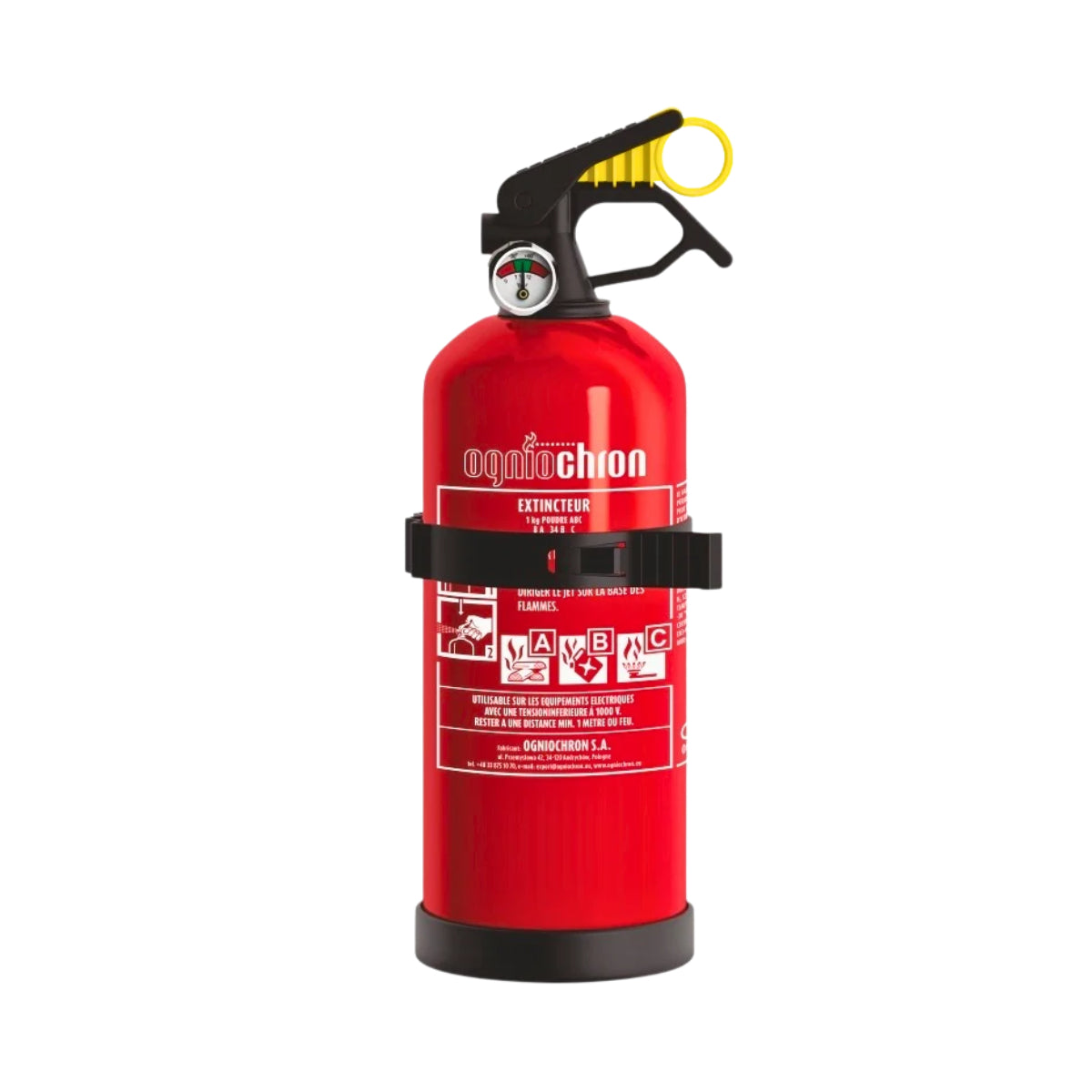 Extincteur poudre ABC 1 kg OGNIOCHRON avec manomètre 8A 34B C