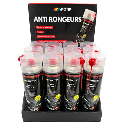 PRESENTOIR DE COMPTOIR 12 AEROSOLS ANTI-RONGEUR 500ML MOTIP