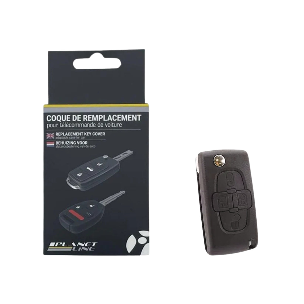 COQUE CLE ADAPTABLE POUR PSA 4 BOUTONS LAME FRAISEE PILE SUR CIRCUIT KEYSKAR