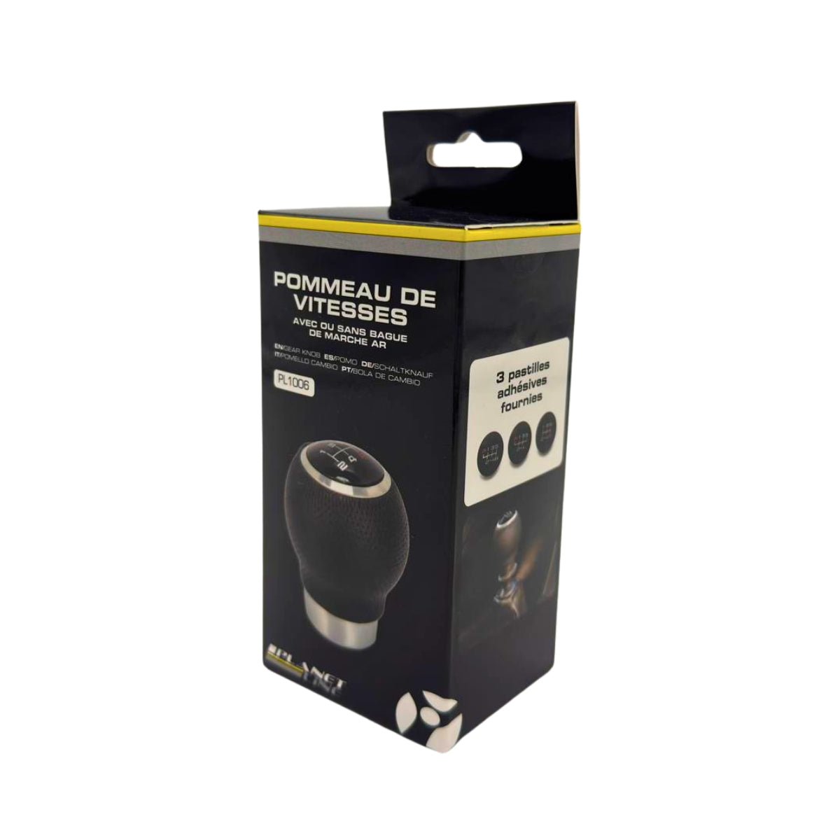 POMMEAU CUIR NOIR ROND BAGUE MARCHE AR + 3 PASTILLES DE VITESSES
