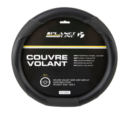 COUVRE VOLANT NOIR AVEC MEPLAT ADAPTABLE POUR PEUGEOT 208/ 308 II