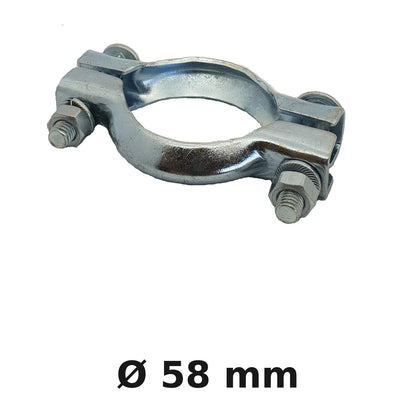 BRIDE D'ECHAPPEMENT Ø58 INOX/BLISTER 1 PIECE