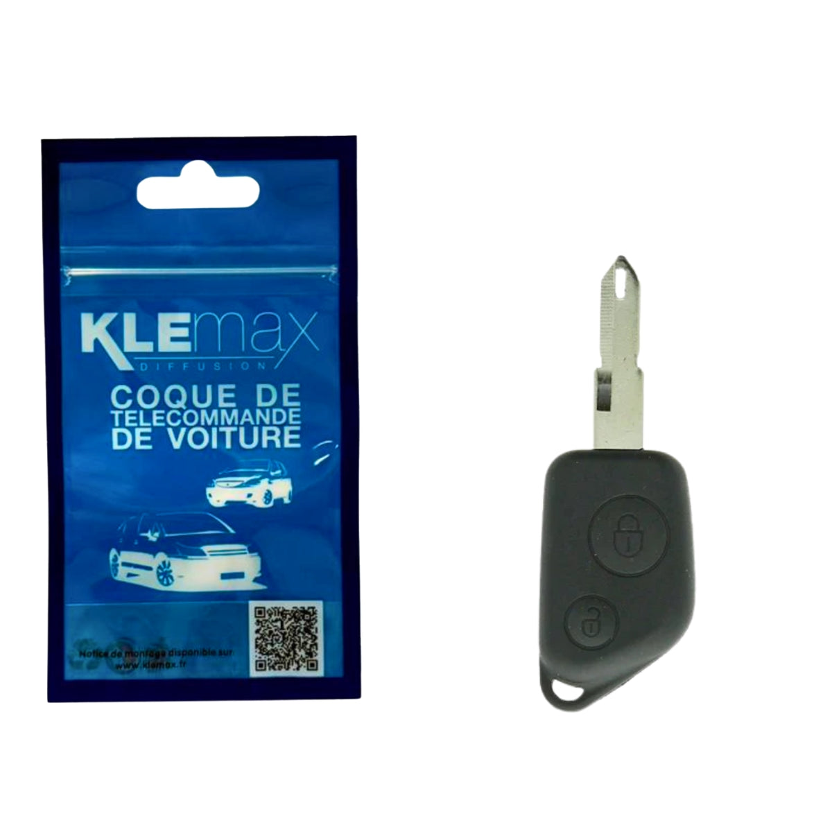 COQUE CLE ADAPTABLE PSA 2 BOUTONS LAME CRANTEE FIXE