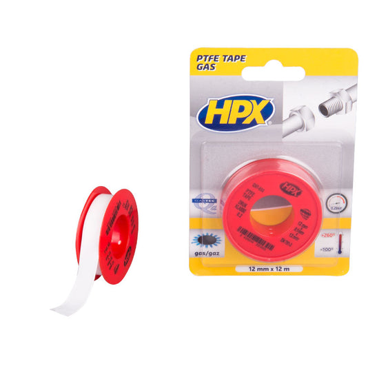 RUBAN PTFE D'ÉTANCHÉITÉ DE GAZ - BLANC 12MM X 12M SOUS BLISTER HPX