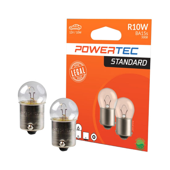 AMPOULE HALOGENE X 2 (ECO PACKAGING) G18 BA15S 12V 10W POWERTEC MTECH
