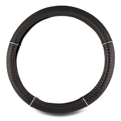COUVRE VOLANT NOIR INSERT CHROME z