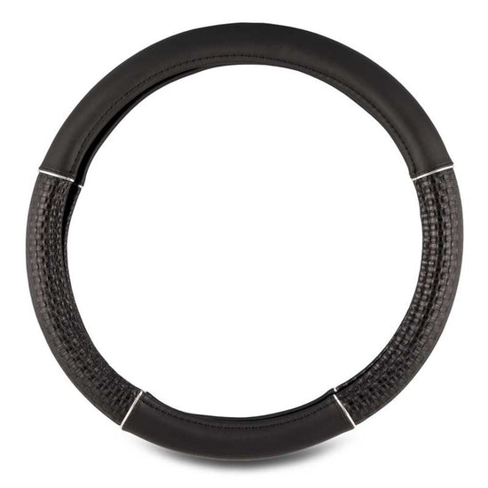 COUVRE VOLANT NOIR INSERT CHROME z