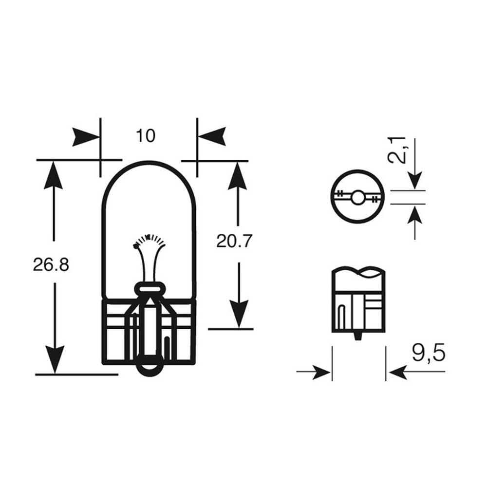 1 AMPOULE 12V 5W W2.1X9.5D (BOITE) (POUR BU180) RING