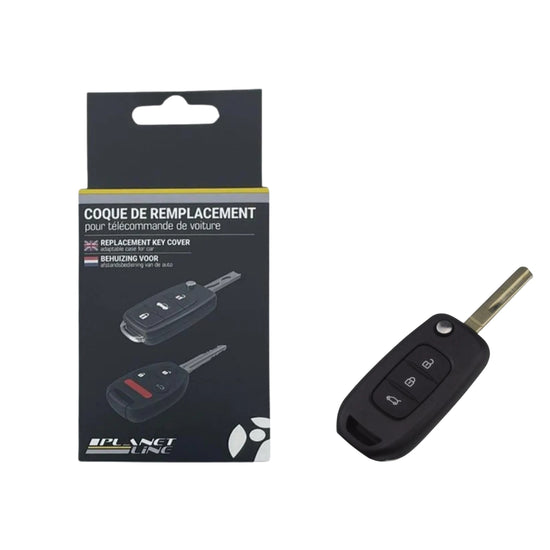 COQUE CLE ADAPTABLE POUR RENAULT 3 BOUTON LAME RETRACTABLE CRANTEE KEYSKAR