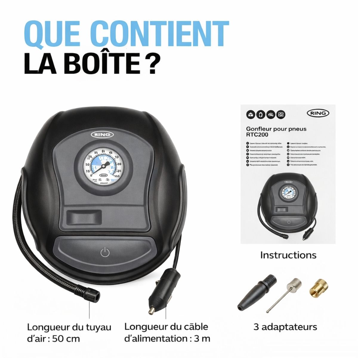 COMPRESSEUR D'AIR ANALOGIQUE 12V RING