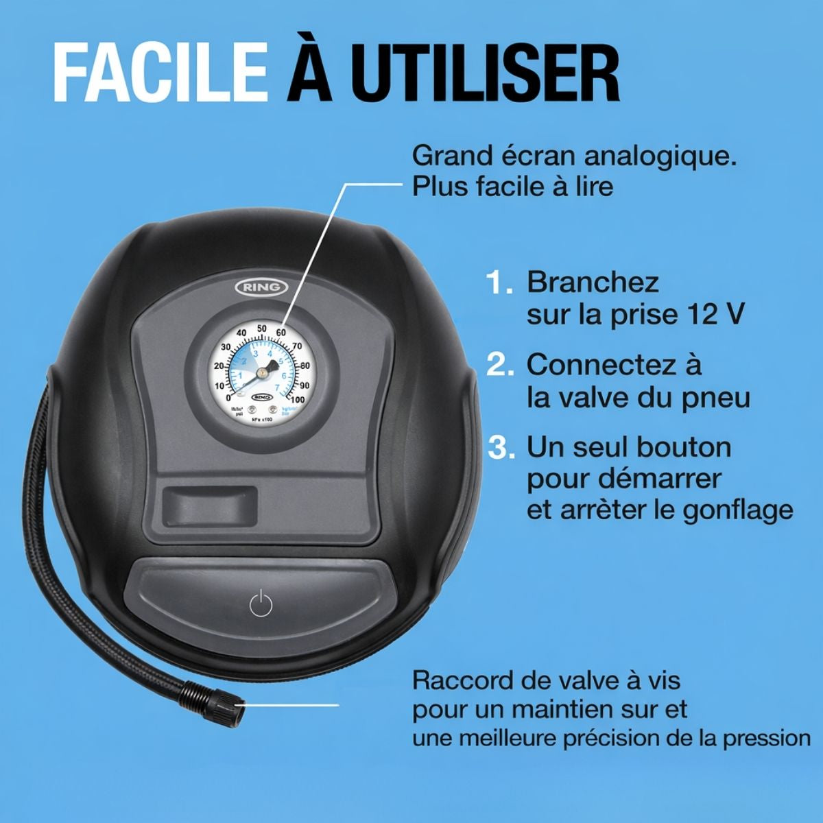 COMPRESSEUR D'AIR ANALOGIQUE 12V RING