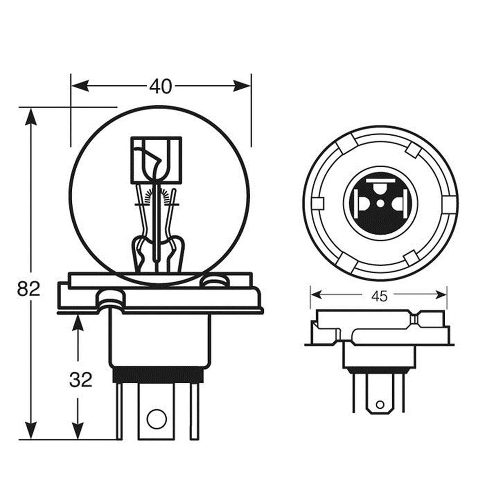 1 AMPOULE R2 12V 45/40W P45T ASY UEC (BLISTER) RING