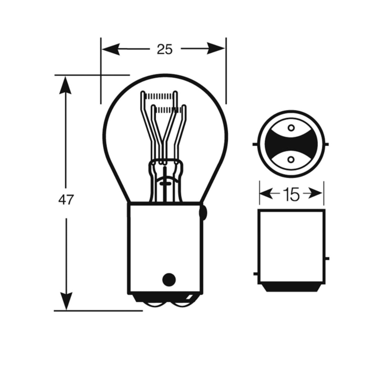 2 AMPOULES 12V 21/5W BAY15D OSP (BLISTER) = RW380