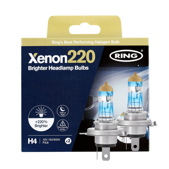 2 AMPOULES H4 12V 60/55W P43t +220% HAUTE PERFORMANCE RING