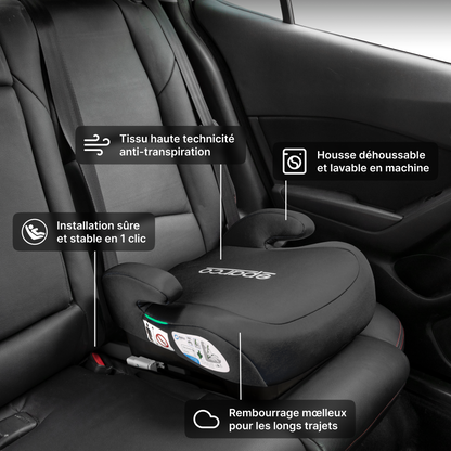 REHAUSSEUR BAS ISOFIX NOIR 125-150CM ECE R129 ISIZE SPARCO