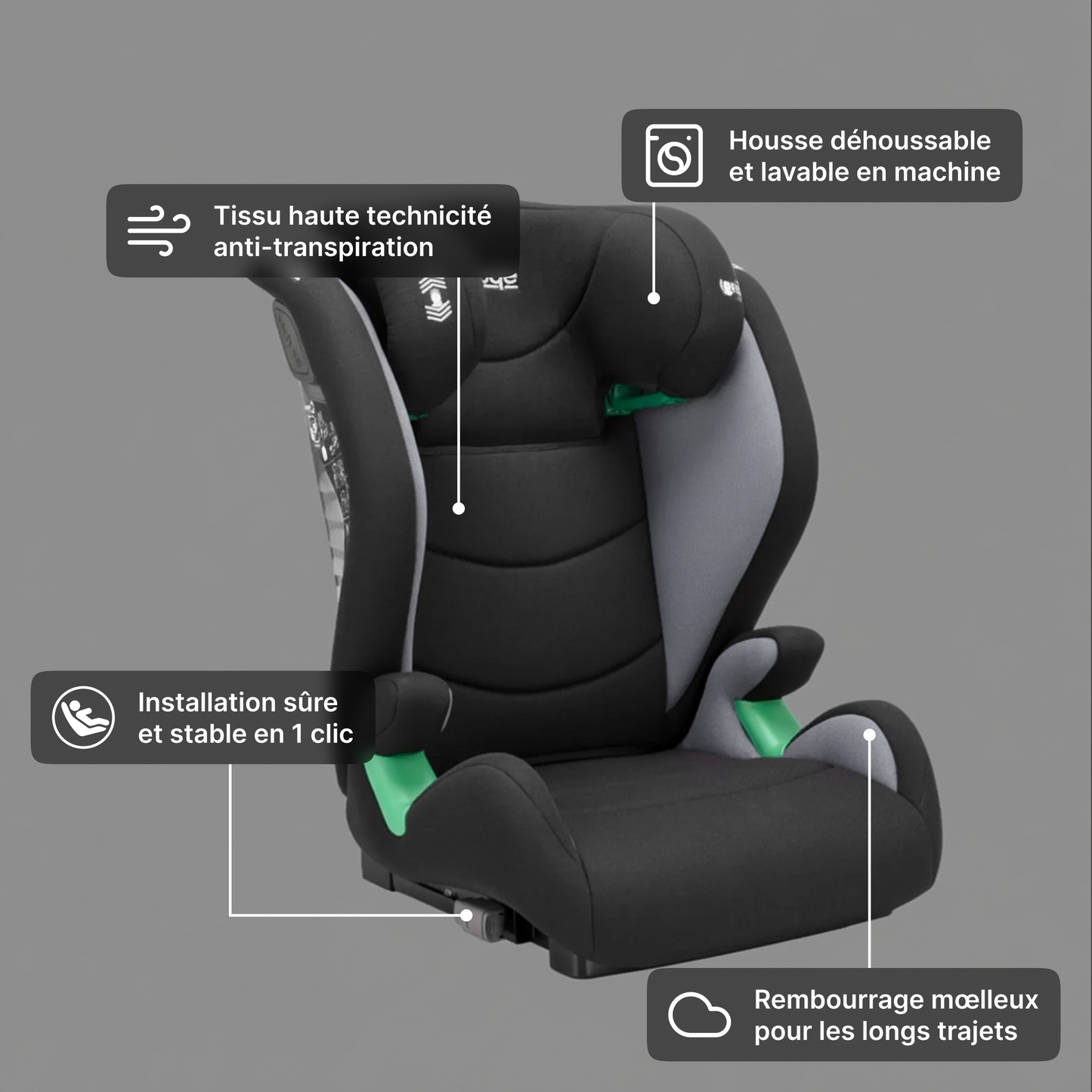 SIEGE ENFANT SPARCO 100-150CM ECE R129/03 ISOFIX