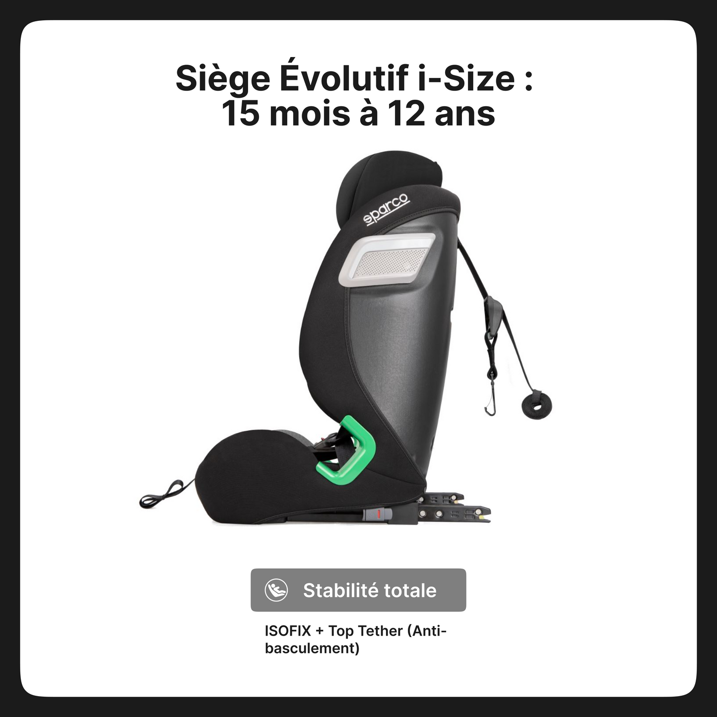 SIEGE ENFANT ISOFIX SPARCO 76-150CM ECE R129