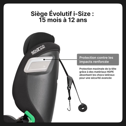SIEGE ENFANT ISOFIX SPARCO 76-150CM ECE R129