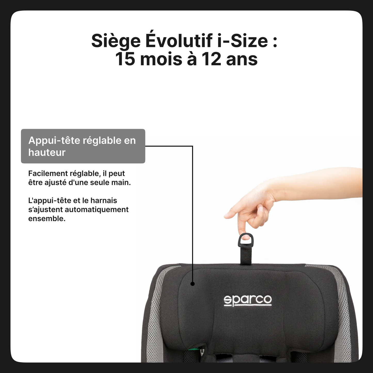SIEGE ENFANT ISOFIX SPARCO 76-150CM ECE R129