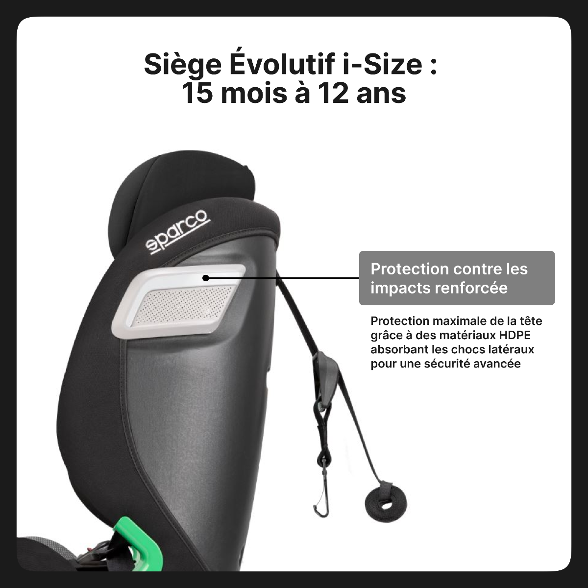 SIEGE ENFANT ISOFIX SPARCO 76-150CM ECE R129