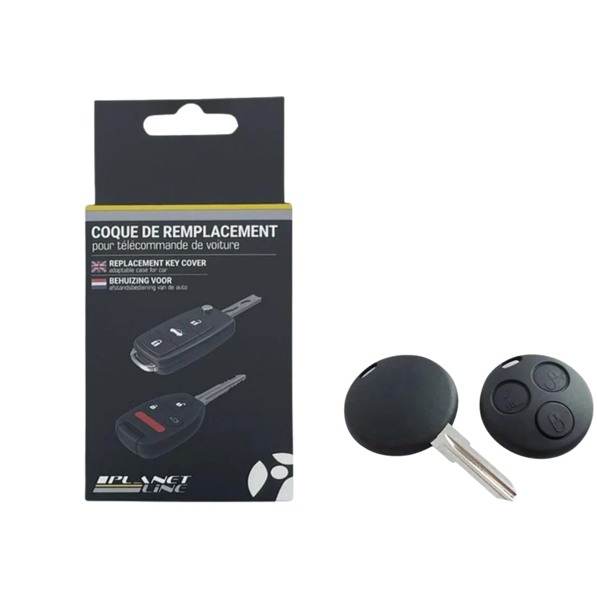 COQUE CLE ADAPTABLE POUR SMART 3 BOUTONS LAME CRANTEE FIXE KEYSKAR