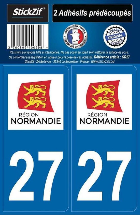 ADHESIFS REGION DEPARTEMENT 27 NORMANDIE X2