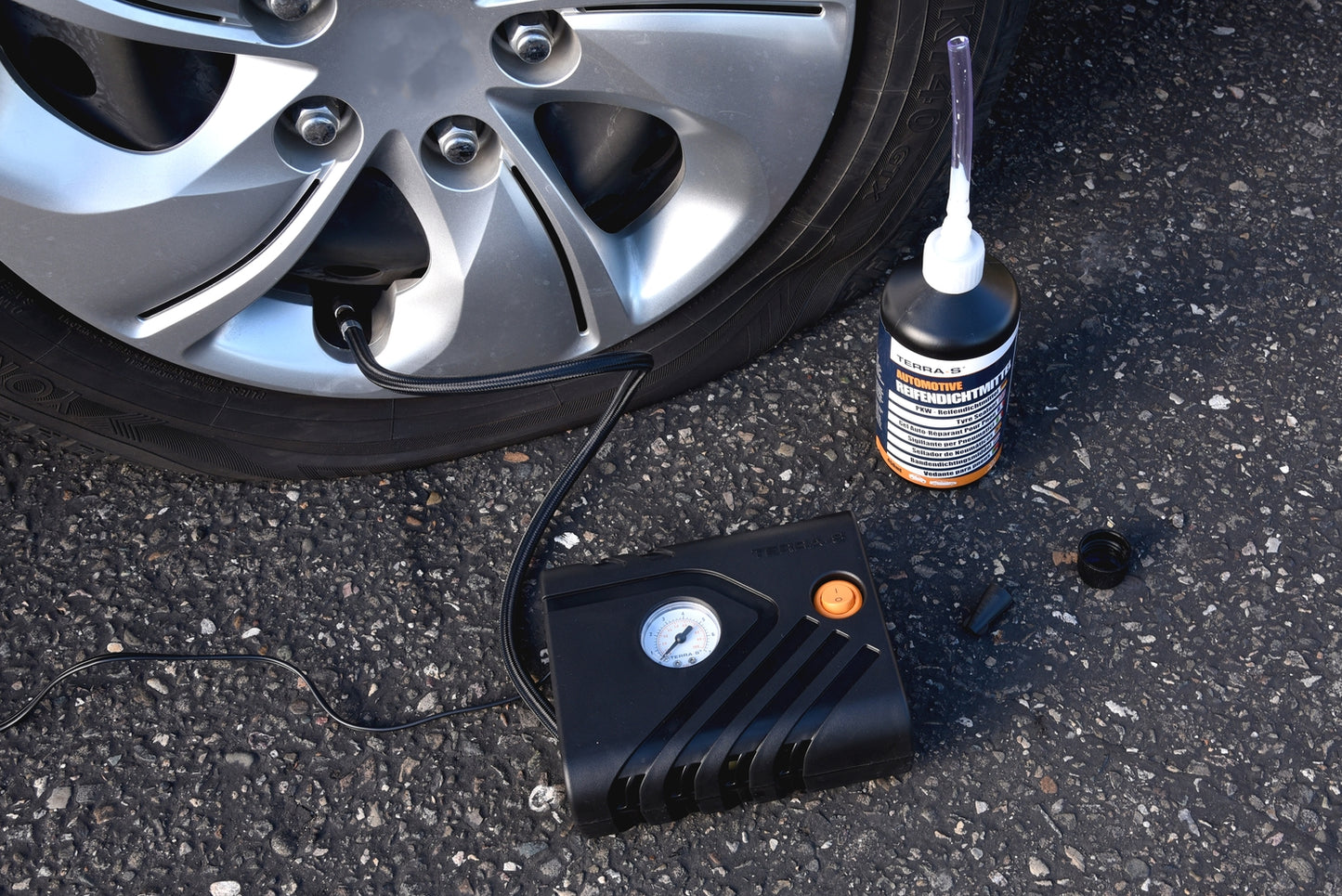 MOBIL KIT ANTI-CREVAISON COMPRESSEUR + BOUTEILLE SOUPLE 450ML TERRA S