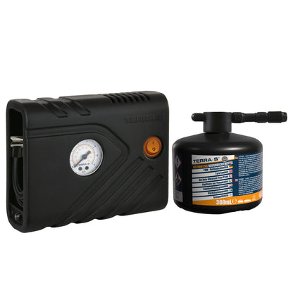 KIT ANTI-CREVAISON 300ML INJECTION SEMI AUTOMATIQUE BOUTEILLE RIGIDE AVEC COMPRESSEUR TERRA S