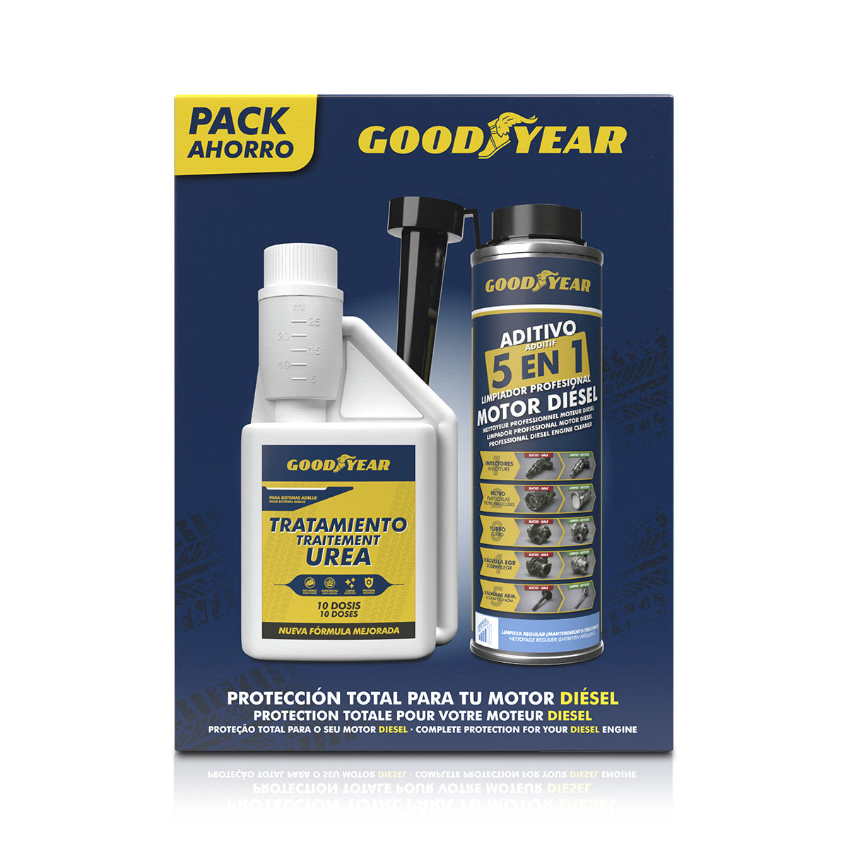 PACK ADDITIF TRAITEMENT DIESEL 5 EN 1 300ML + ANTI CRISTALLISANT AD BLUE 250ML GOODYEAR