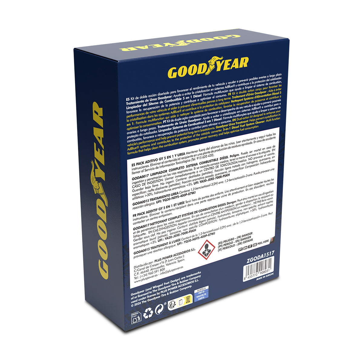 PACK ADDITIF TRAITEMENT DIESEL 5 EN 1 300ML + ANTI CRISTALLISANT AD BLUE 250ML GOODYEAR
