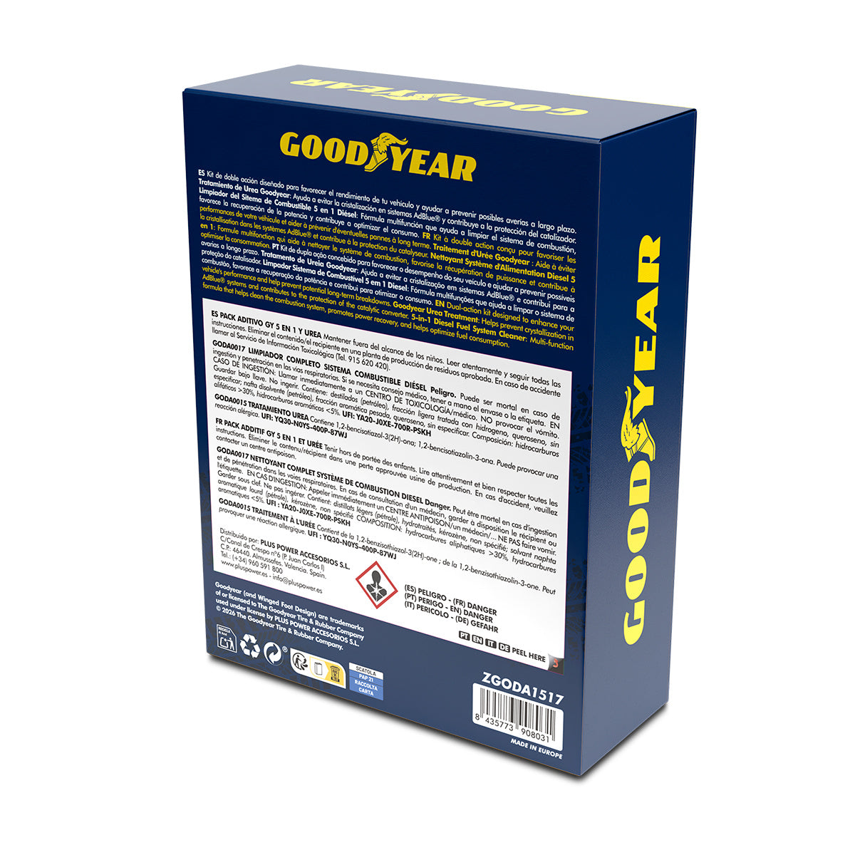 PACK ADDITIF TRAITEMENT DIESEL 5 EN 1 300ML + ANTI CRISTALLISANT AD BLUE 250ML GOODYEAR